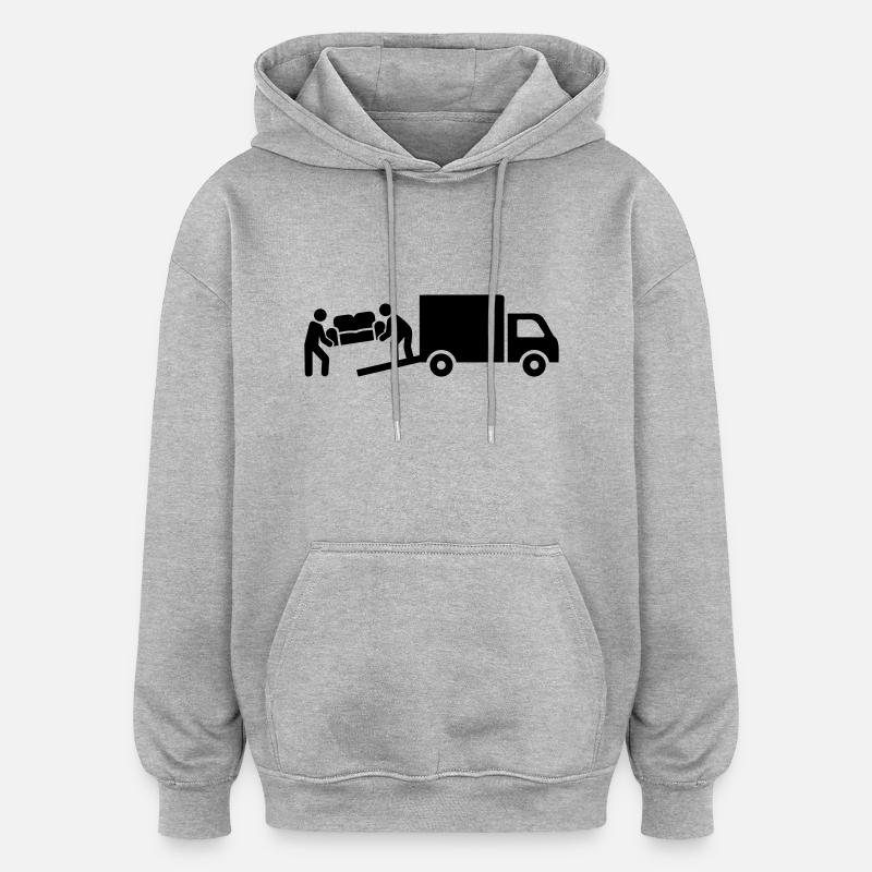 Déménagement - Sweat à capuche oversize unisexe - gris chiné