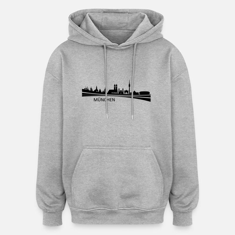Skyline - München - Oversized Unisex Hoodie - Grau meliert