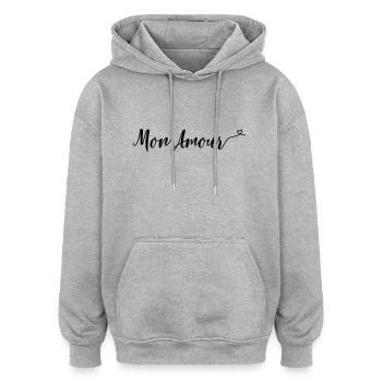 mon amour - Oversized Unisex Hoodie - Grau meliert - Vorne - Noah (186cm)