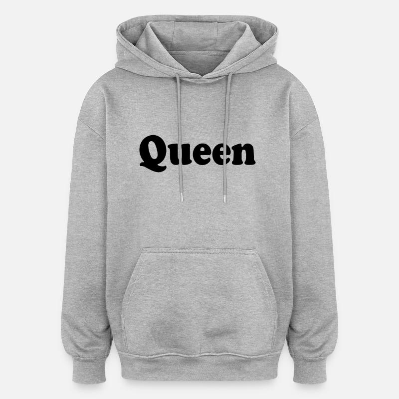 QUEEN - Sweat à capuche oversize unisexe - gris chiné