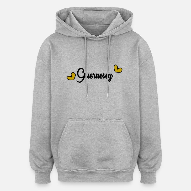 GUERNESEY.ANGLETERRE - Sweat à capuche oversize unisexe - gris chiné