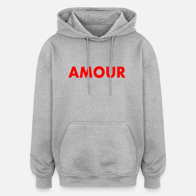 Amour - Sweat à capuche oversize unisexe - gris chiné
