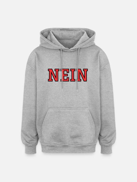 NEIN - Oversized Unisex Hoodie - Grau meliert