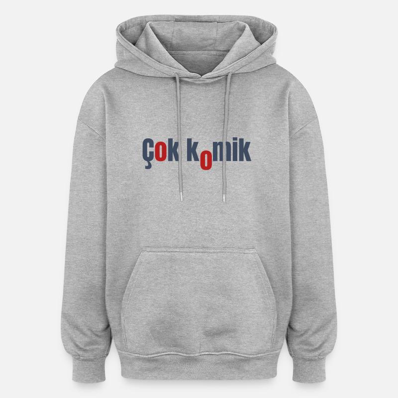 cok komik grey red - Oversized Unisex Hoodie - Grau meliert