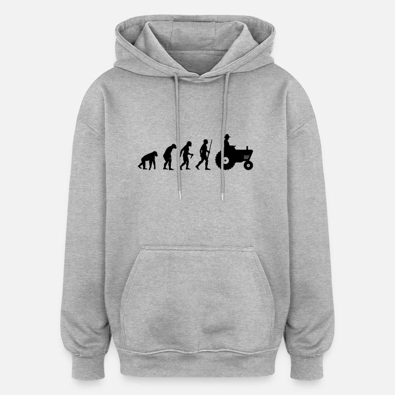 Farmer Evolution - Oversized Unisex Hoodie - Grau meliert