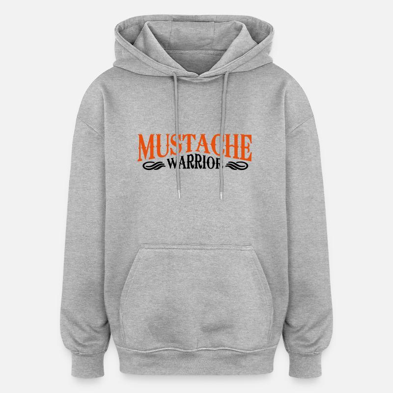 mustache warrior - Sweat à capuche oversize unisexe - gris chiné