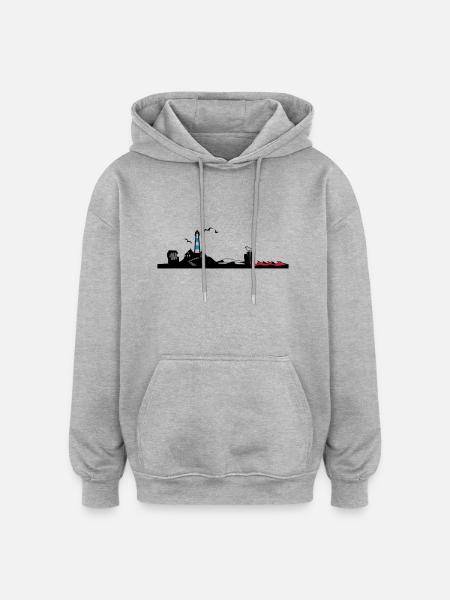 Nordsee Silhouette - Oversized Unisex Hoodie - Grau meliert