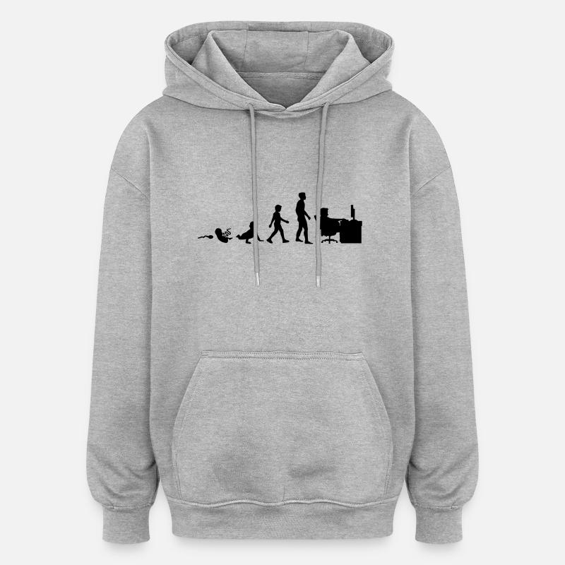 viva_la_evolution__geek_1__f1 - Sweat à capuche oversize unisexe - gris chiné