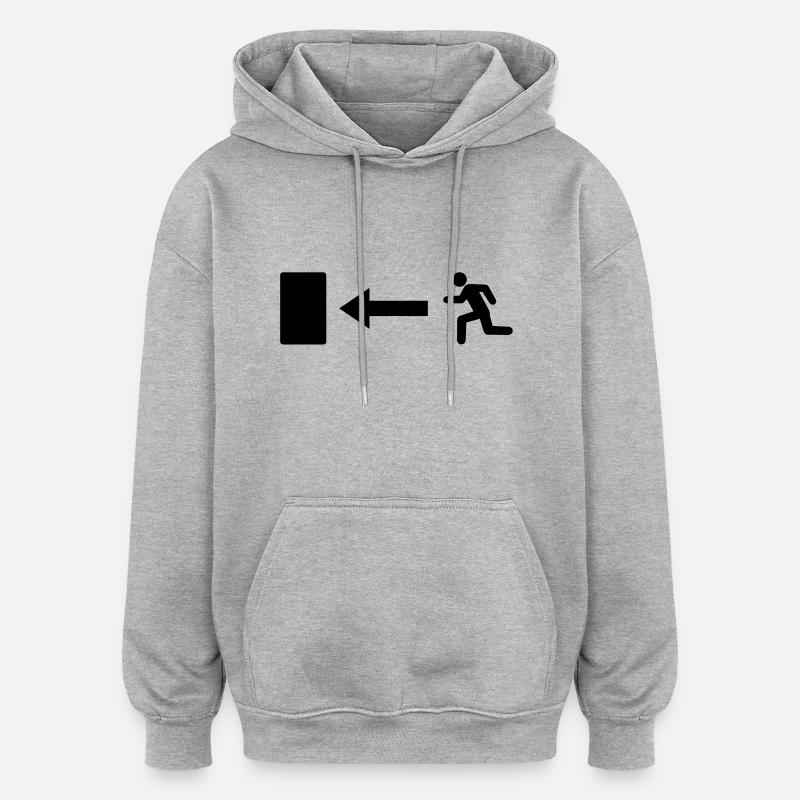 exit____f1 - Sweat à capuche oversize unisexe - gris chiné