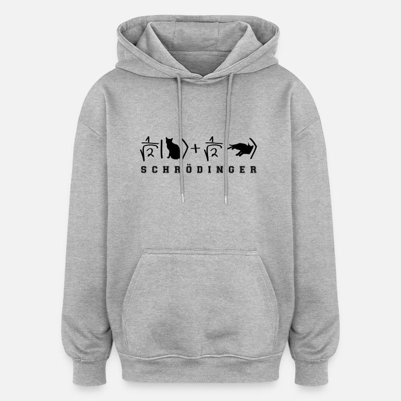Phsyique Schrödinger Chat - Sweat à capuche oversize unisexe - gris chiné