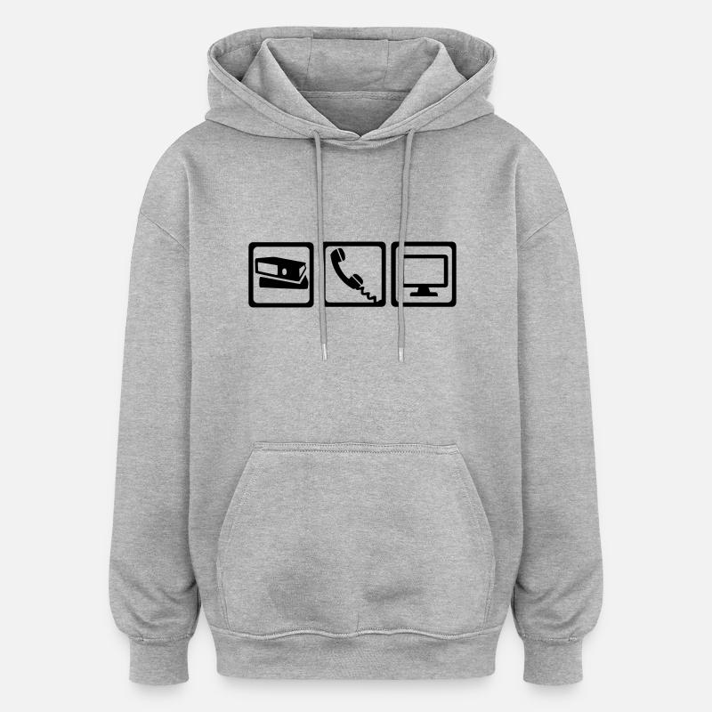 Bureau - Sweat à capuche oversize unisexe - gris chiné