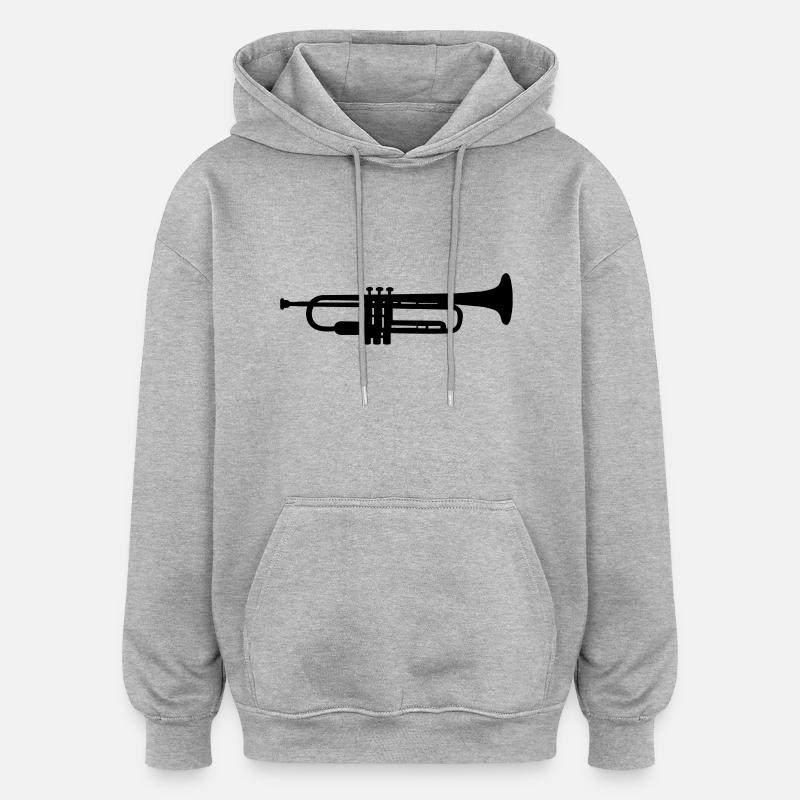 Trompete - Trumpet - Sweat à capuche oversize unisexe - gris chiné