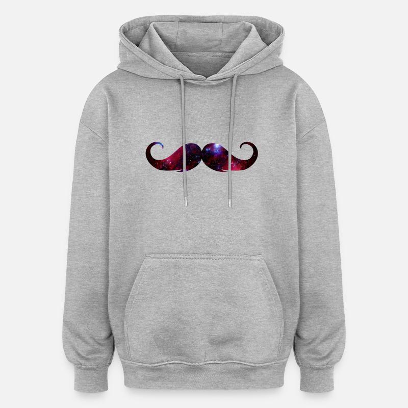 moustache universe - Sweat à capuche oversize unisexe - gris chiné