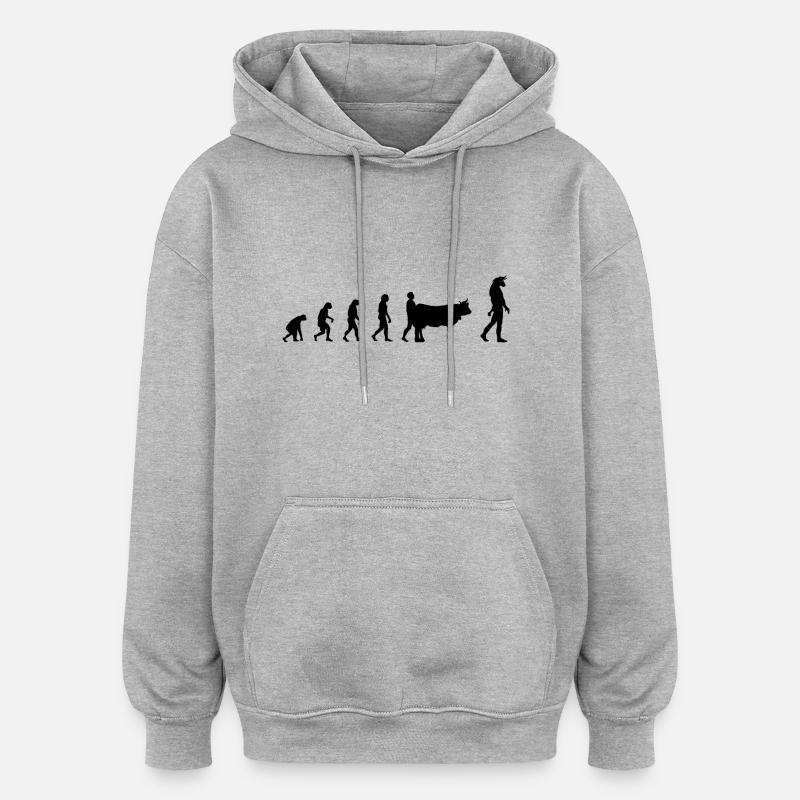 Evolution Mythologie - Sweat à capuche oversize unisexe - gris chiné