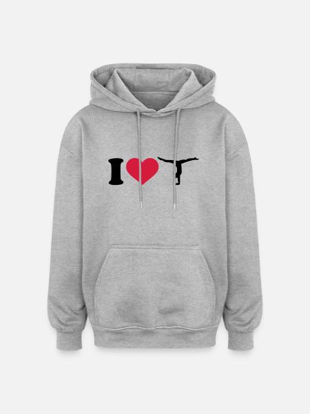 I love Gymnastik Turnen - Oversized Unisex Hoodie - Grau meliert