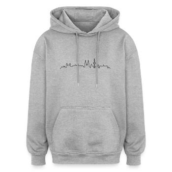 Skyline Regensburg - Oversized Unisex Hoodie - Grau meliert - Vorne - Noah (186cm)