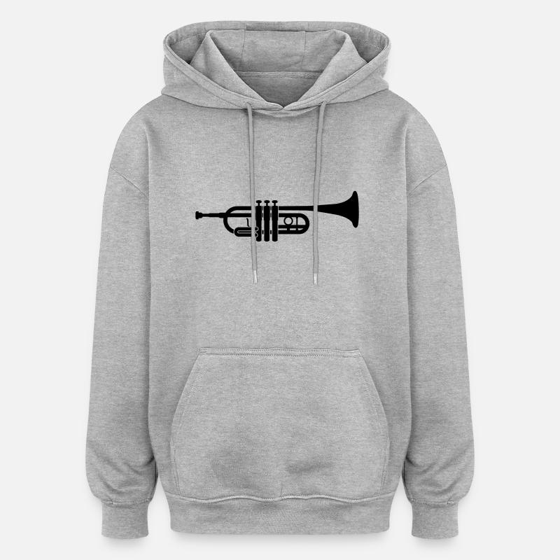 trompette - Sweat à capuche oversize unisexe - gris chiné