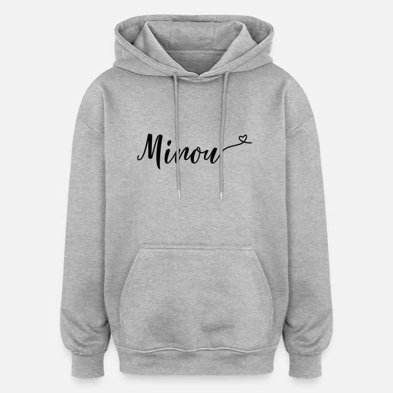 minou - Sweat à capuche oversize unisexe - gris chiné