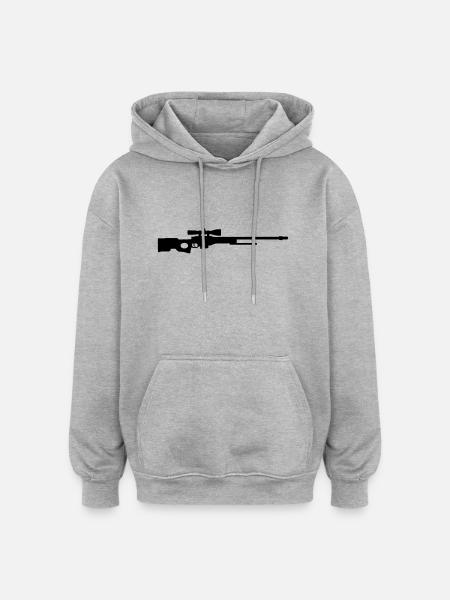 AWP Sniper - Oversize unisex hoodie - grå meleret