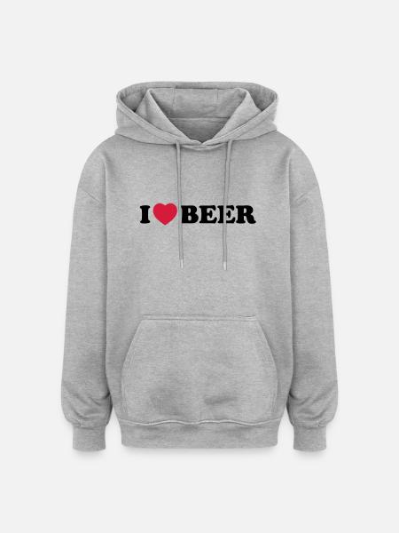 I love beer - Oversized Unisex Hoodie - heather grey