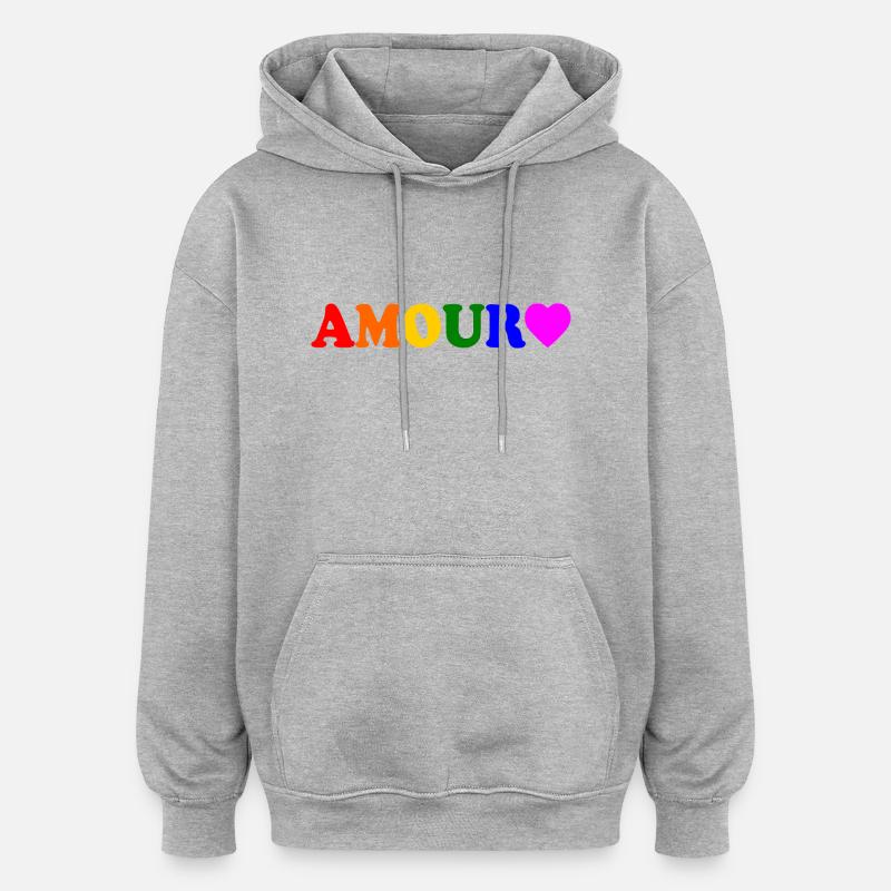 Amour - Sweat à capuche oversize unisexe - gris chiné