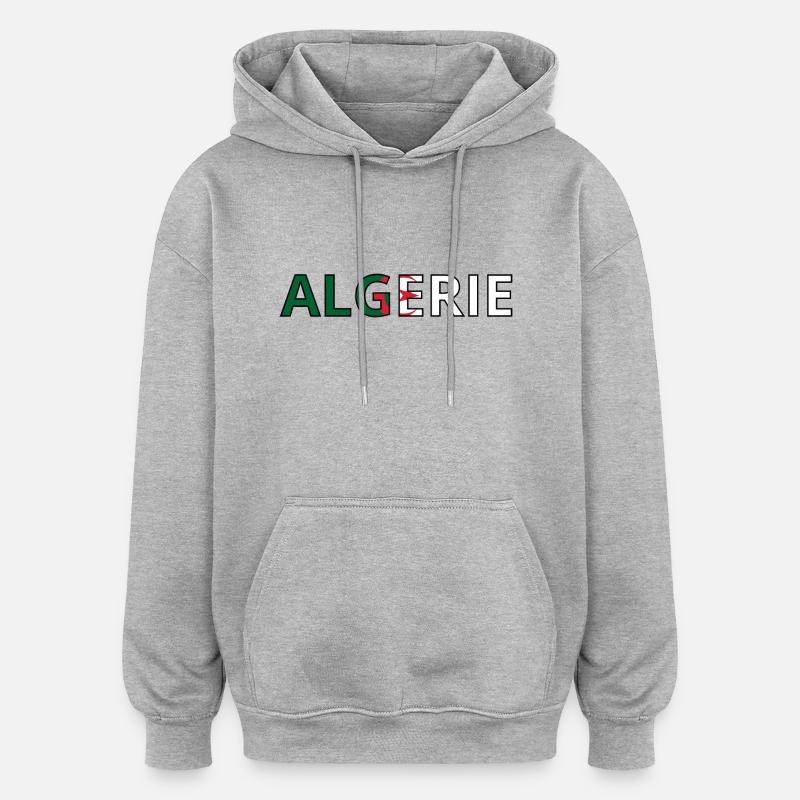 Drapeau Algérie - Sweat à capuche oversize unisexe - gris chiné