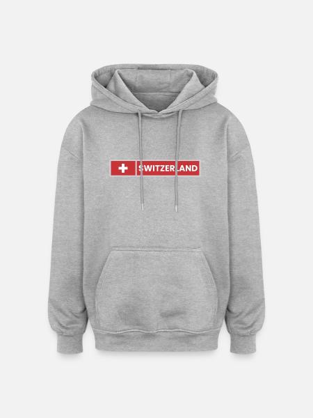 Switzerland National Flag - Oversized Unisex Hoodie - heather grey