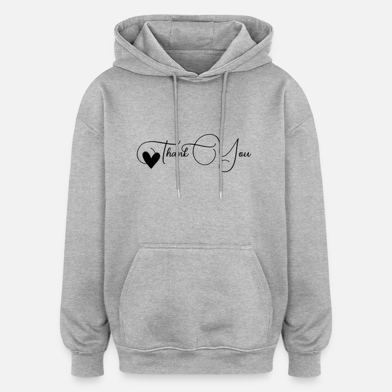 Merci Font Line - Sweat à capuche oversize unisexe - gris chiné
