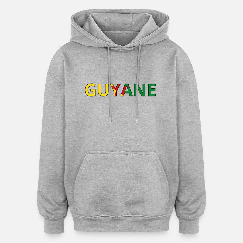 Drapeau Guyane - Sweat à capuche oversize unisexe - gris chiné