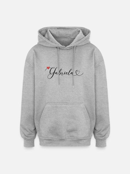 Gabriela Cognome Nome Calligrafia Cuore - Felpa con cappuccio unisex oversize - grigio melange