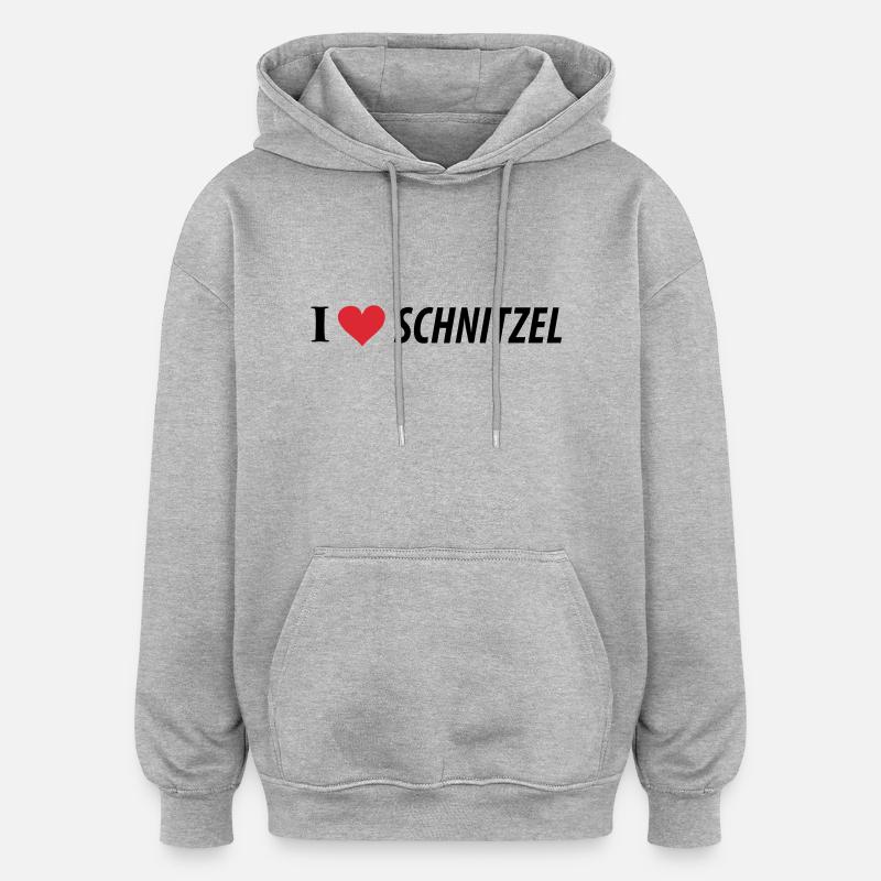 J'aime Schnitzel - Sweat à capuche oversize unisexe - gris chiné