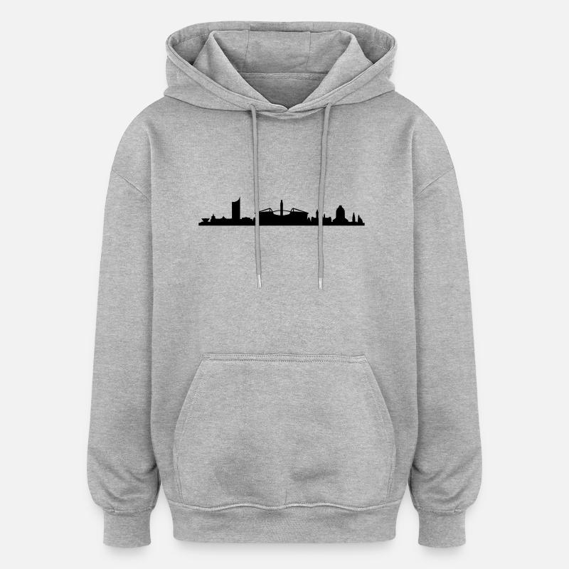 Skyline Leipzig Stadion - Oversized Unisex Hoodie - Grau meliert