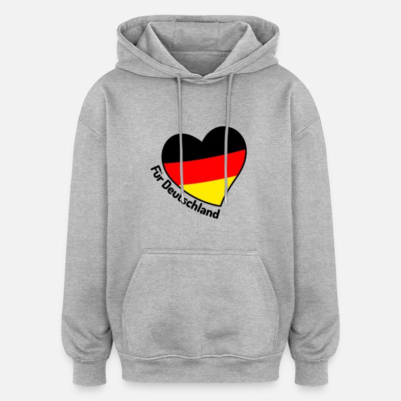 WM EM Heart Allemagne  - Sweat à capuche oversize unisexe - gris chiné