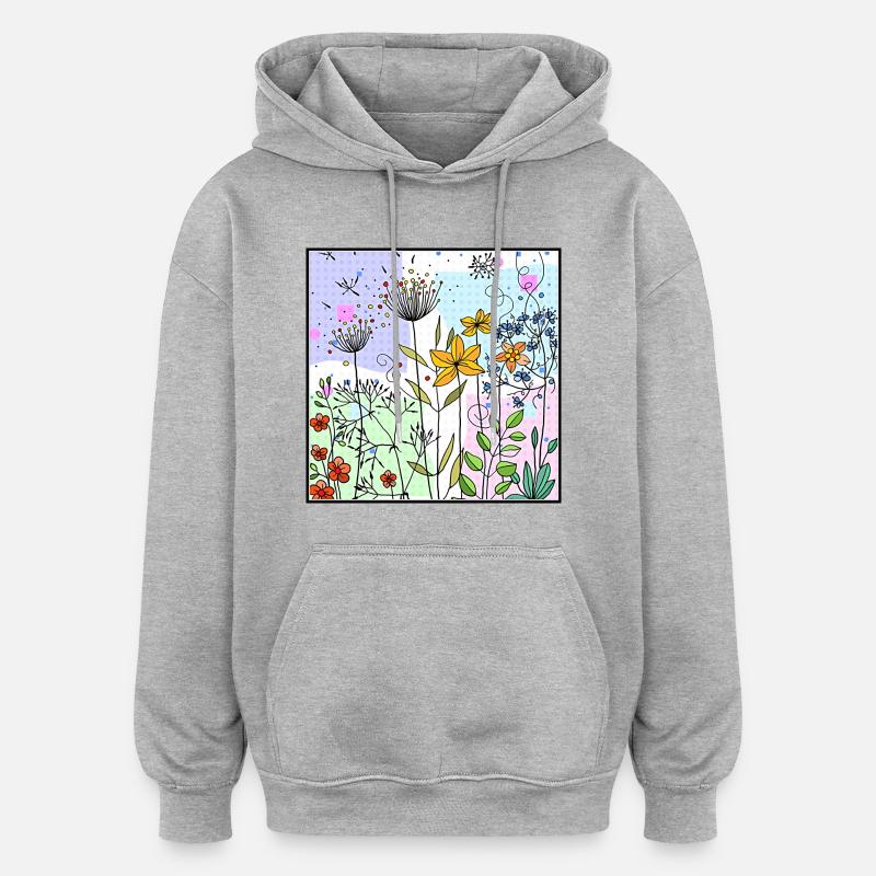 Blumen - Oversized Unisex Hoodie - Grau meliert