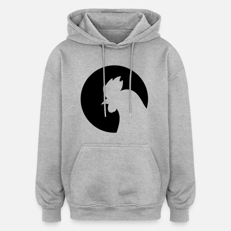 Poulet - Sweat à capuche oversize unisexe - gris chiné