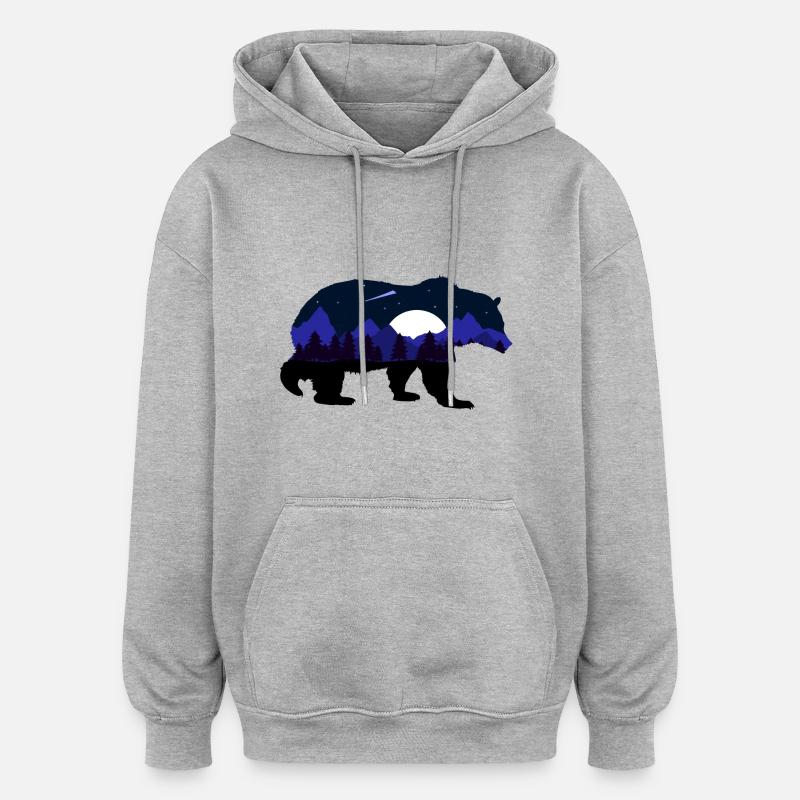 Nature wild 01 - Sweat à capuche oversize unisexe - gris chiné