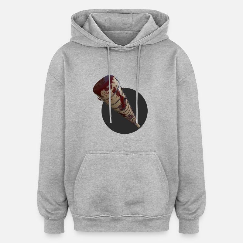 Batte de baseball avec barbelés - Sweat à capuche oversize unisexe - gris chiné