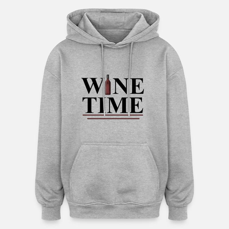 Heure du vin - Sweat à capuche oversize unisexe - gris chiné