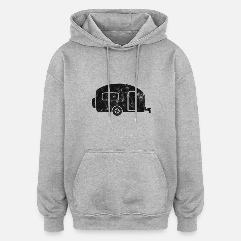 Wohnwagen schwarz distressed Camping Geschenk - Oversized Unisex Hoodie - Grau meliert