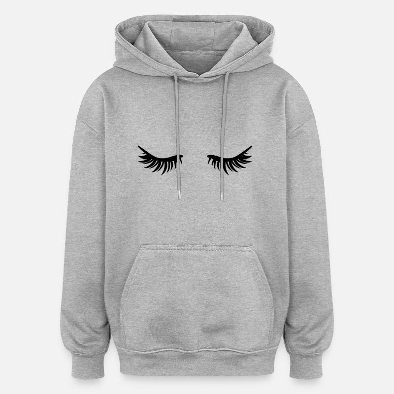 Yeux fermés - cils - Sweat à capuche oversize unisexe - gris chiné