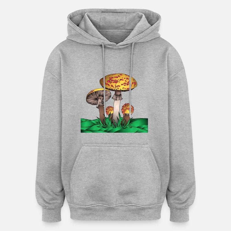 Champignon magique - Sweat à capuche oversize unisexe - gris chiné