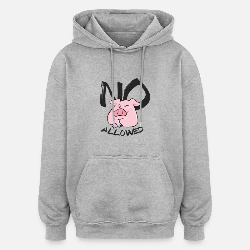 No allowed (Cochon) - Sweat à capuche oversize unisexe - gris chiné