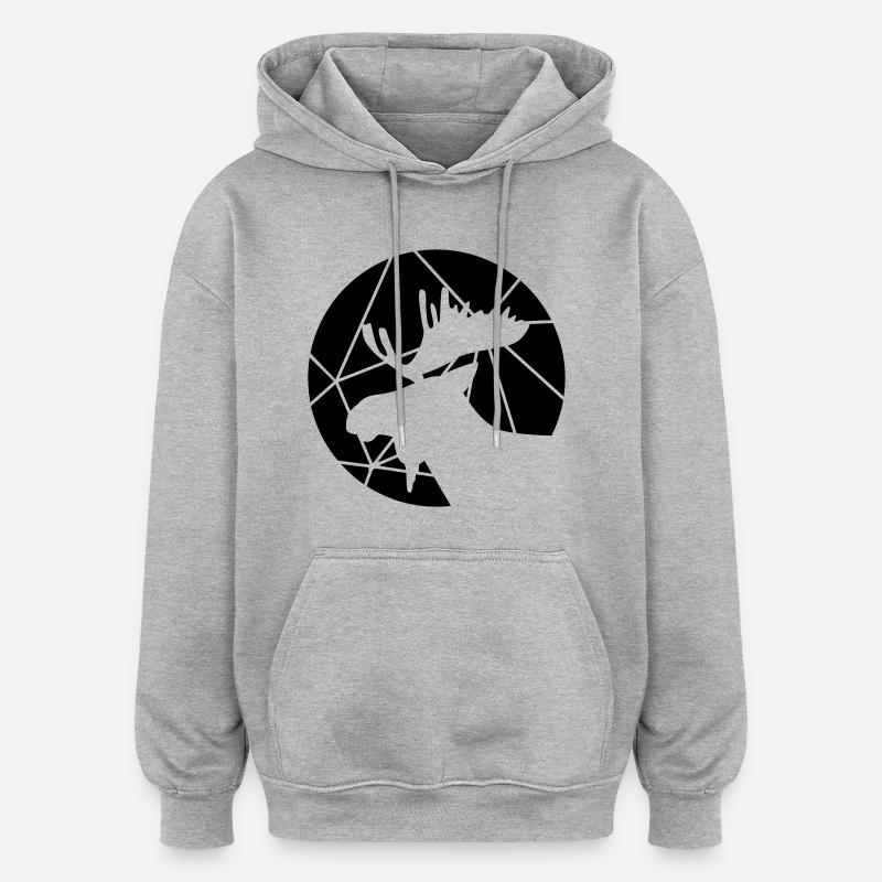 Moose grid pattern - Oversized Unisex Hoodie - heather grey