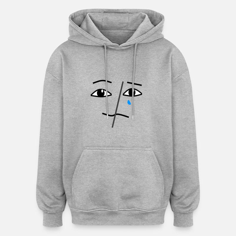 Triste et heureux - Sweat à capuche oversize unisexe - gris chiné