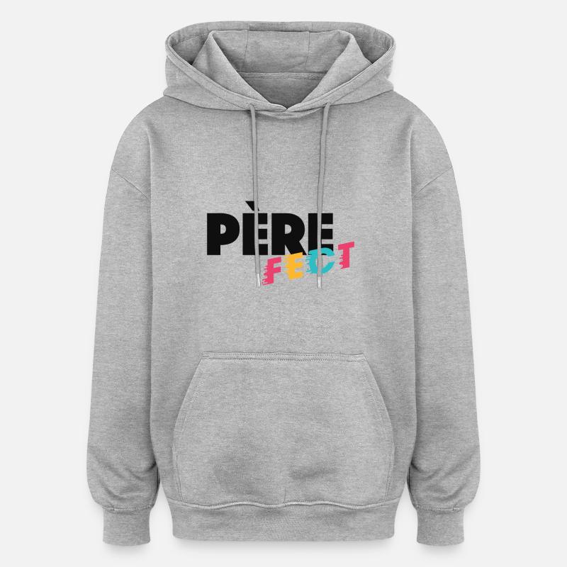 PÈRE fect - Sweat à capuche oversize unisexe - gris chiné