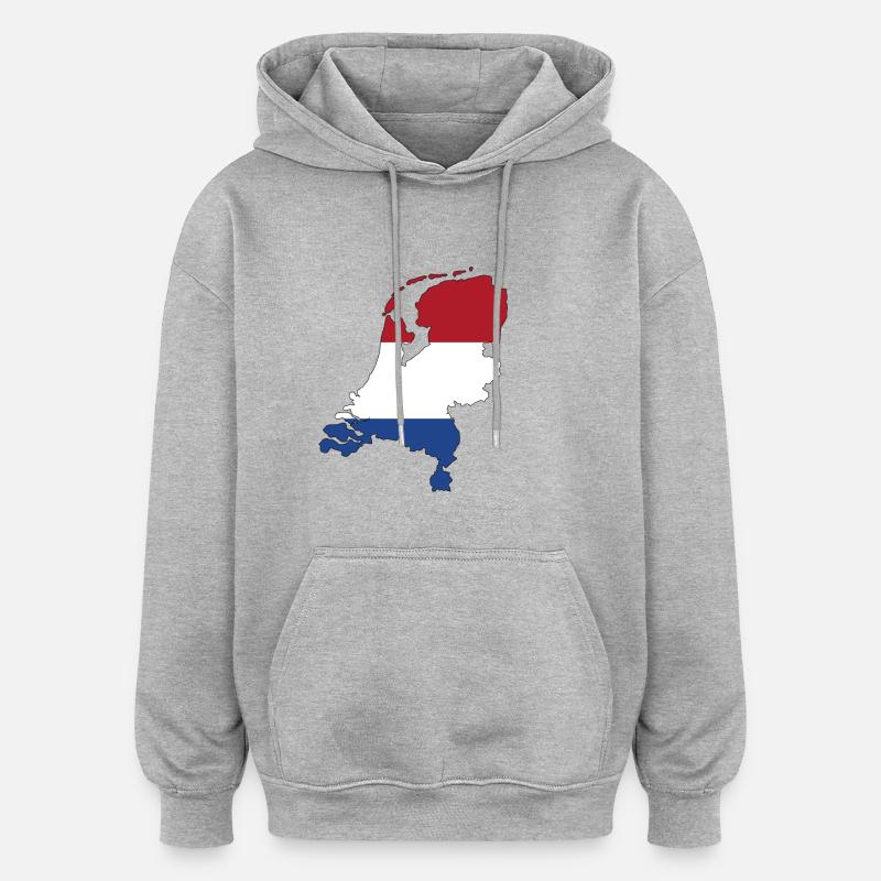 Pays-Bas - Sweat à capuche oversize unisexe - gris chiné