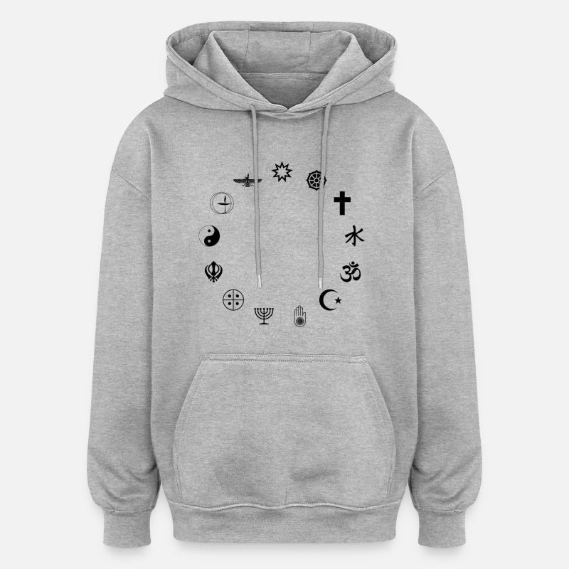 Religion - Sweat à capuche oversize unisexe - gris chiné