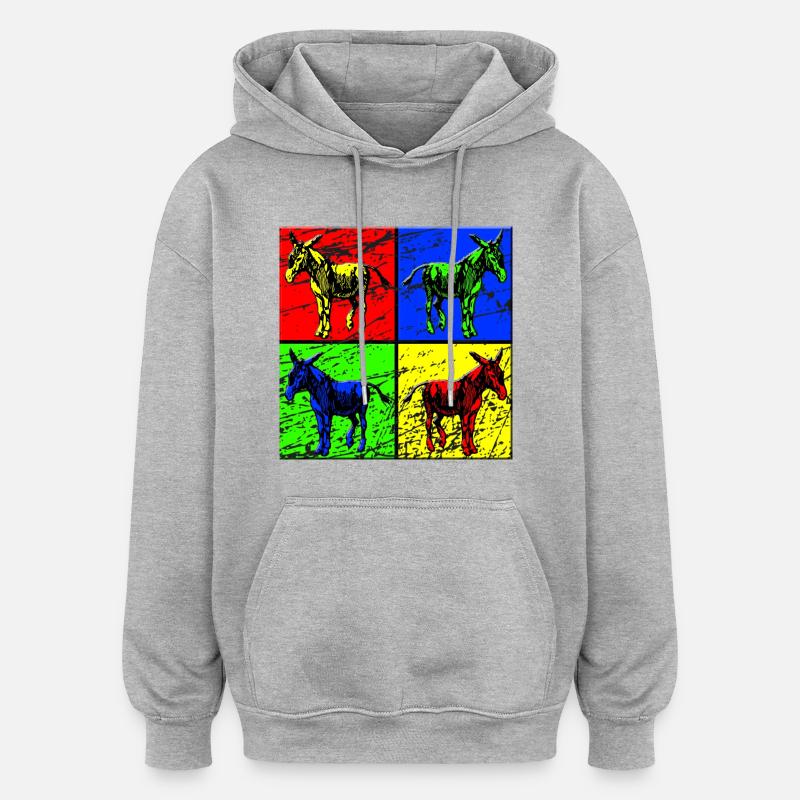 baudet - Sweat à capuche oversize unisexe - gris chiné