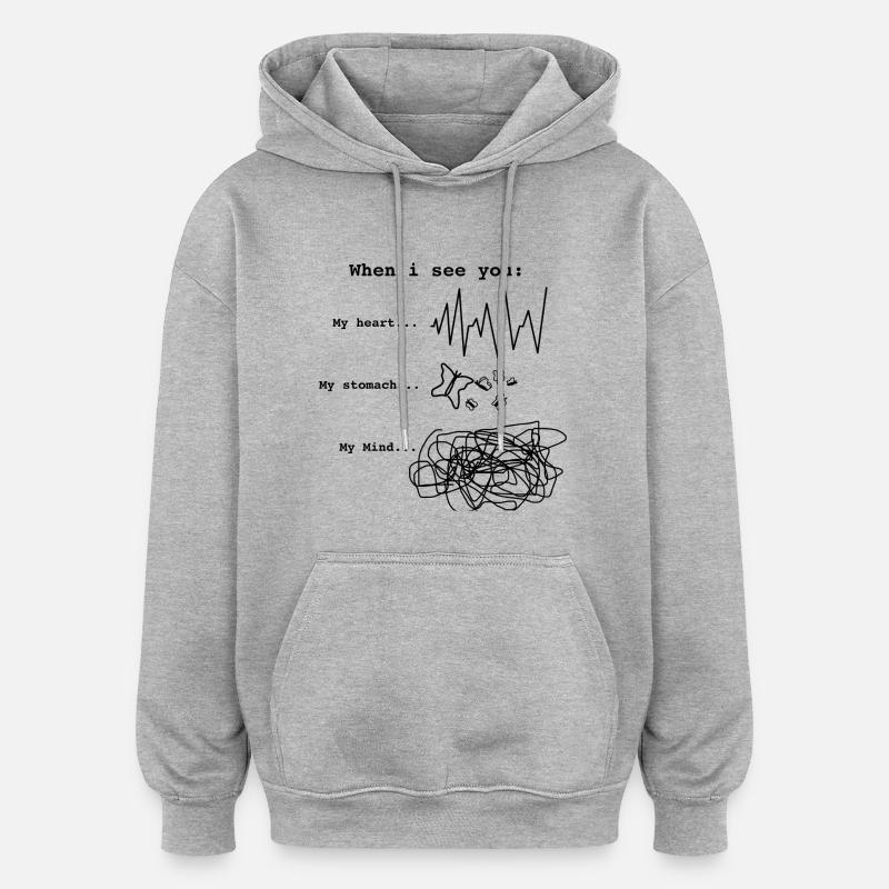 L’amour - Sweat à capuche oversize unisexe - gris chiné