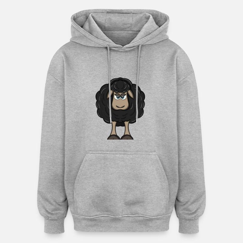 mouton noir en colère - Sweat à capuche oversize unisexe - gris chiné